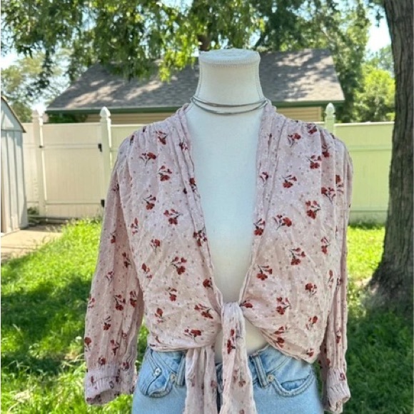 Floral Tie-Front Blouse - Picture 1 of 2